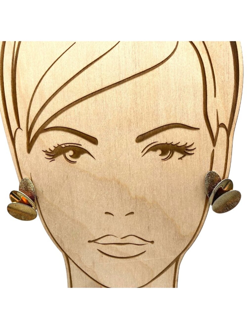 Chic Vintage Flared Thumbprint Earrings, Unique Gold Tone Clip Ons
